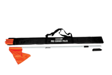 Pro Hoekvlaggenset met oranje vlaggen, witte stokken en grondbuizen